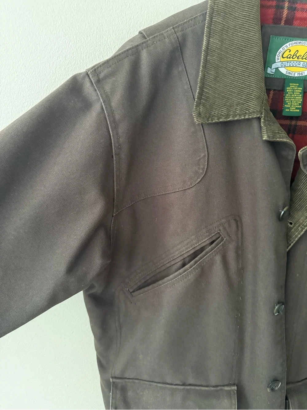 CABELA’S L Brown Barn Field Jacket flannel lining